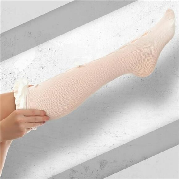 Y2k Bow Fishnet Tights Lolita Lace Mesh Stockings Coquette Thigh High Set - Picture 7 of 8